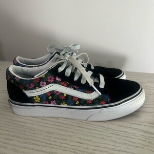 Kids Vans- Old Skool Floral Black/White size 2.5
